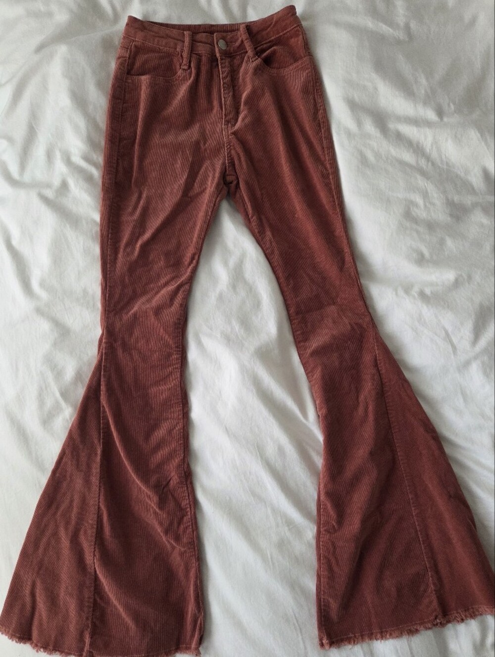 NWOT High-Rise Flared Corduroy Pants in Rust